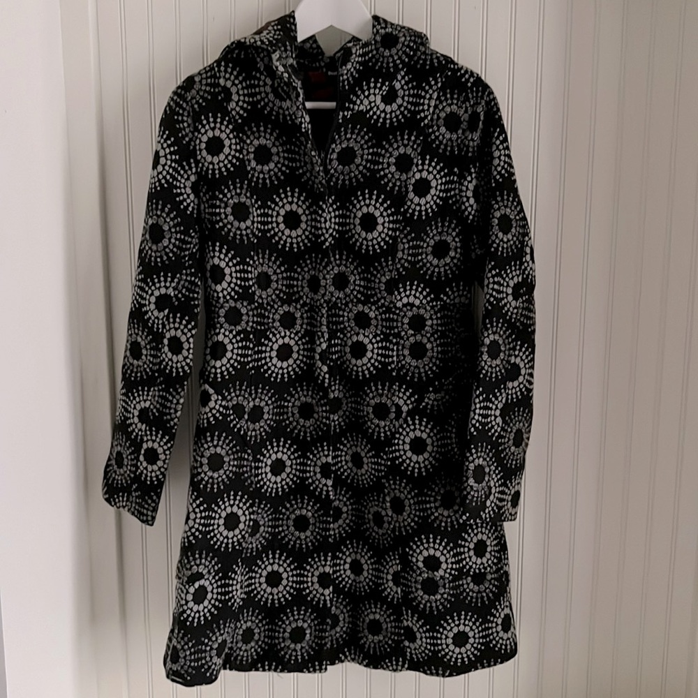Desigual Black and White Patterned Pea Coat